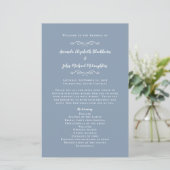 Elegantes Hochzeitsprogramm Dusty Blue Chic (Stehend Vorderseite)