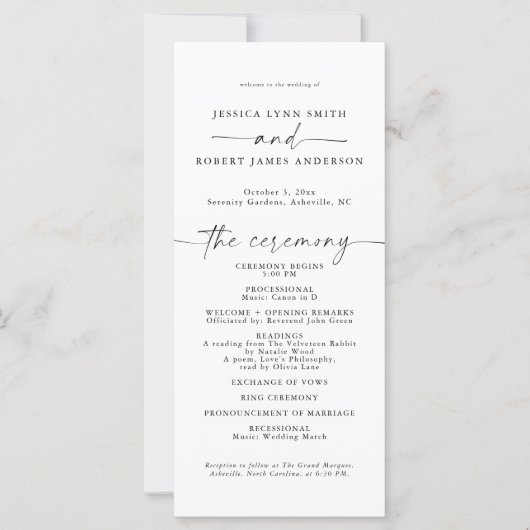 Elegantes Hochzeitsprogramm, einfache Reihenfolge (Vorderseite)