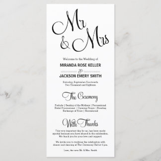 Elegantes Hochzeitsprogramm / einfaches Hochzeitsp Programm