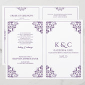 Elegantes Hochzeitsprogramm - Faltbuch - Pflaume (Vorne/Hinten)