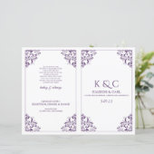 Elegantes Hochzeitsprogramm - Faltbuch - Pflaume (Stehend Vorderseite)
