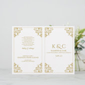 Elegantes Hochzeitsprogramm - Faltprospekt (Gold) (Stehend Vorderseite)