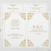 Elegantes Hochzeitsprogramm - Faltprospekt (Gold) (Vorne/Hinten)