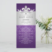 Elegantes Hochzeitsprogramm Fleur De Lis Lila Programm (Stehend Vorderseite)