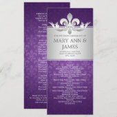 Elegantes Hochzeitsprogramm Fleur De Lis Lila Programm (Vorne/Hinten)
