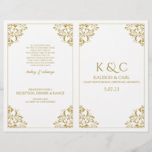Elegantes Hochzeitsprogramm - Foldover Booklet (Go