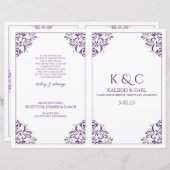 Elegantes Hochzeitsprogramm - Foldover Booklet - P (Vorne/Hinten)