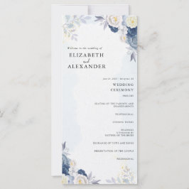 Elegantes Hochzeitsprogramm für Blauen und Gold-Bl