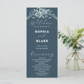 Elegantes Hochzeitsprogramm für Blauer und Grüne B (Stehend Vorderseite)
