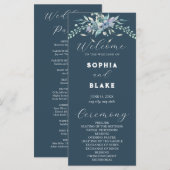 Elegantes Hochzeitsprogramm für Blauer und Grüne B (Vorne/Hinten)
