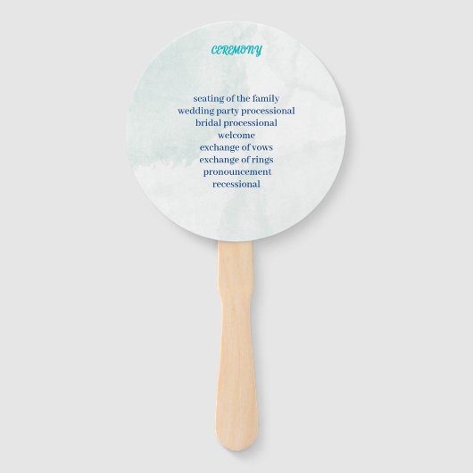 Elegantes Hochzeitsprogramm für Blue Custom Blume Fächer (Rückseite)