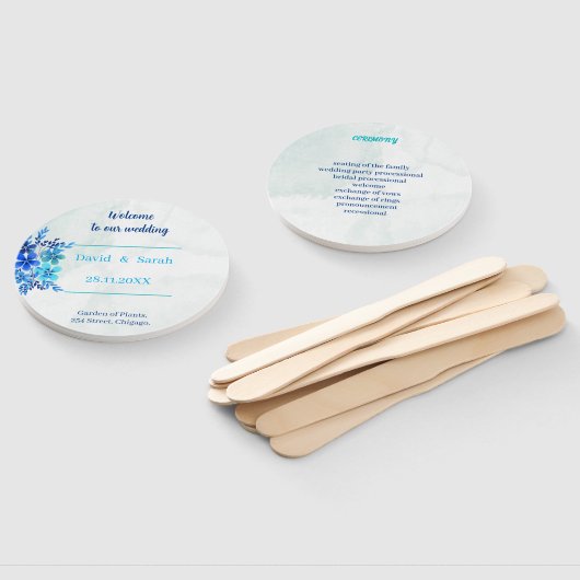 Elegantes Hochzeitsprogramm für Blue Custom Blume Fächer (Non-assembled)