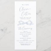 Elegantes Hochzeitsprogramm für Blue Hand Drawn Bo Programm (Vorderseite)