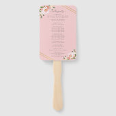 Elegantes Hochzeitsprogramm für Blütenrosa Fächer (Rückseite)