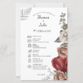 Elegantes Hochzeitsprogramm für Burgunder Wasserfa (Vorderseite)
