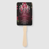 Elegantes Hochzeitsprogramm für Burgundy Chandelie Fächer (Vorderseite)