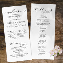 Elegantes Hochzeitsprogramm für den Schriftart mit