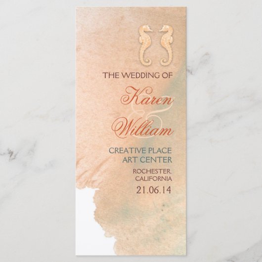 Elegantes Hochzeitsprogramm für den Strand Programm (Vorderseite)