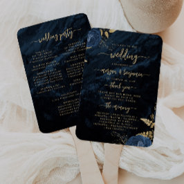 Elegantes Hochzeitsprogramm für die blaue Flora Fächer