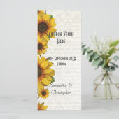 Elegantes Hochzeitsprogramm für die gelbe Sonnenbl Programm (Stehend Vorderseite)