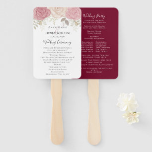 Elegantes Hochzeitsprogramm für die Rose Burgund Fächer