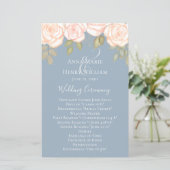 Elegantes Hochzeitsprogramm für die Rose Dusty Blu (Stehend Vorderseite)