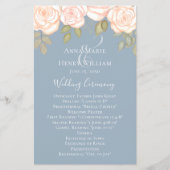 Elegantes Hochzeitsprogramm für die Rose Dusty Blu (Vorderseite)