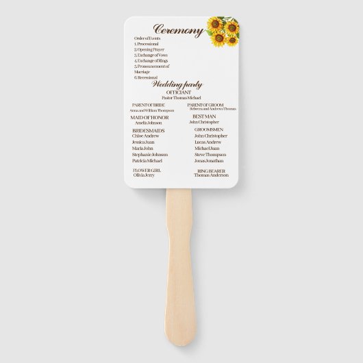 Elegantes Hochzeitsprogramm für die Rustikale Sonn Fächer (Rückseite)