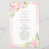 Elegantes Hochzeitsprogramm für die Wasserfarbe Ro (Vorderseite)