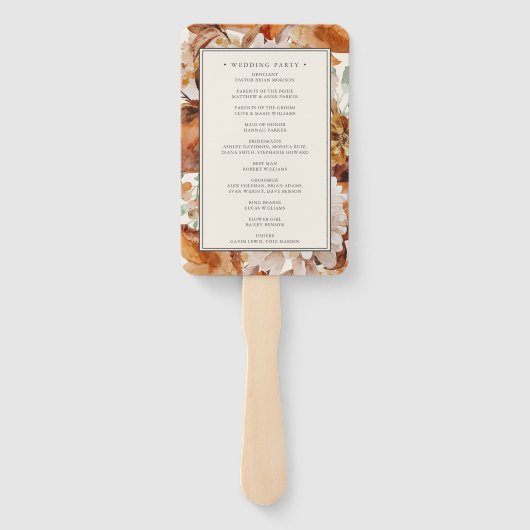 Elegantes Hochzeitsprogramm für die Wasserfarben i Fächer (Rückseite)