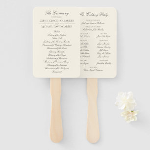Elegantes Hochzeitsprogramm für Elfenbein Set von Fächer