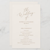 Elegantes Hochzeitsprogramm für Elfenbein und Gold (Vorne/Hinten)