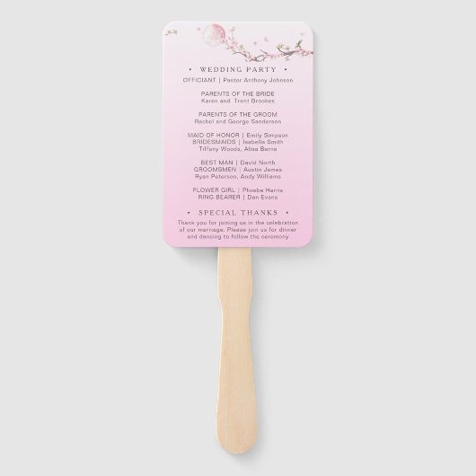 Elegantes Hochzeitsprogramm für Flora Fächer (Rückseite)