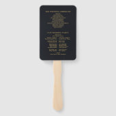 Elegantes Hochzeitsprogramm für Golden Floral Fächer (Rückseite)