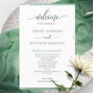 Elegantes Hochzeitsprogramm für grüne Aquarellbild