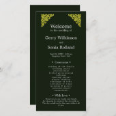 Elegantes Hochzeitsprogramm für Grüne und Gold (Vorne/Hinten)