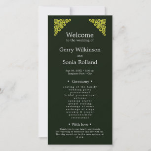 Elegantes Hochzeitsprogramm für Grüne und Gold
