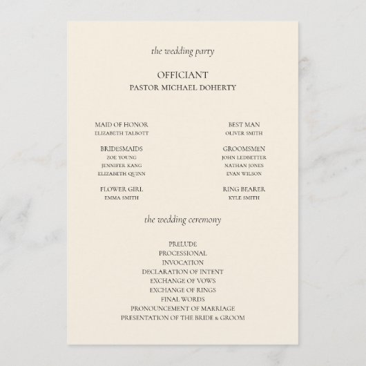 Elegantes Hochzeitsprogramm für Herbst-Flora Programm (Rückseite)