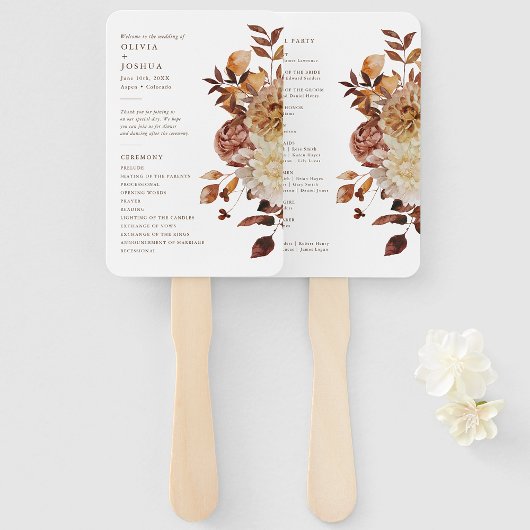 Elegantes Hochzeitsprogramm für Herbstlaub Fächer