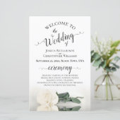 Elegantes Hochzeitsprogramm für Ivory White Rose (Stehend Vorderseite)