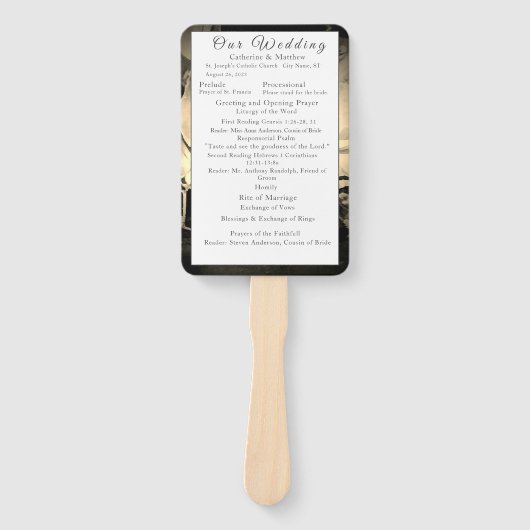 Elegantes Hochzeitsprogramm für katholische Rose Fächer (Vorderseite)