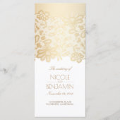 Elegantes Hochzeitsprogramm für Lace Gold und Whit Programm (Vorderseite)