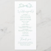 Elegantes Hochzeitsprogramm für leichte grüne Hand Programm (Rückseite)