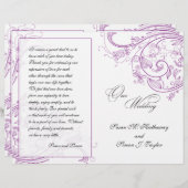 Elegantes Hochzeitsprogramm für Lila Flora (Vorne/Hinten)