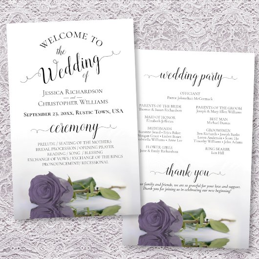 Elegantes Hochzeitsprogramm für Lila Rose