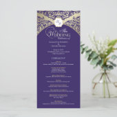 Elegantes Hochzeitsprogramm für Lila und goldene M Programm (Stehend Vorderseite)