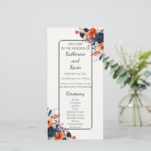 Elegantes Hochzeitsprogramm für Marineblau (Stehend Vorderseite)