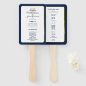 Elegantes Hochzeitsprogramm für Navy Blue Gold Pal Fächer (Vorne und Hinten)