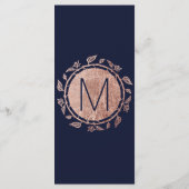 Elegantes Hochzeitsprogramm für Navy Blue Rose Gol Programm (Rückseite)