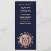 Elegantes Hochzeitsprogramm für Navy Blue Rose Gol Programm (Rückseite)
